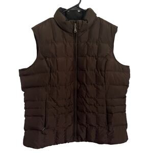 Eddie Bauer Goose Down Fill Quilted Puffer Vest Chocolate Brown Winter Size XL